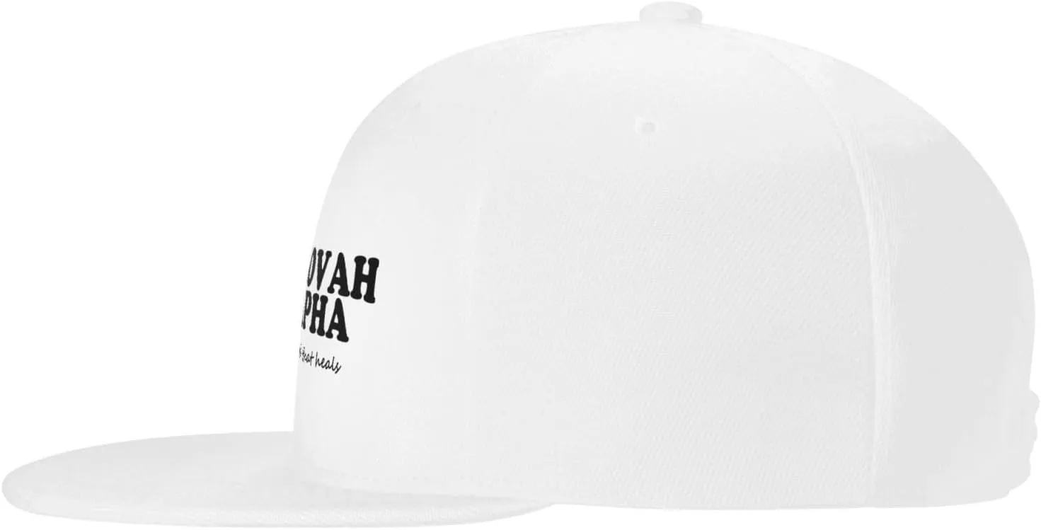 Jehovah Rapha The God Who Heals Flat Brim Baseball Cap,Snapback Hat Adjustable Trucker Hat for Men & Women,Black