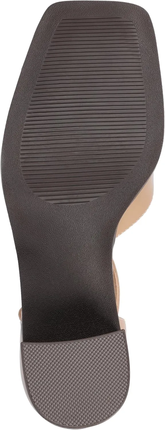 Journee Collection Womens Buckle Strap Open Square Toe Chunky Stacked Block Heel Evangeline Comfort Foam Pumps
