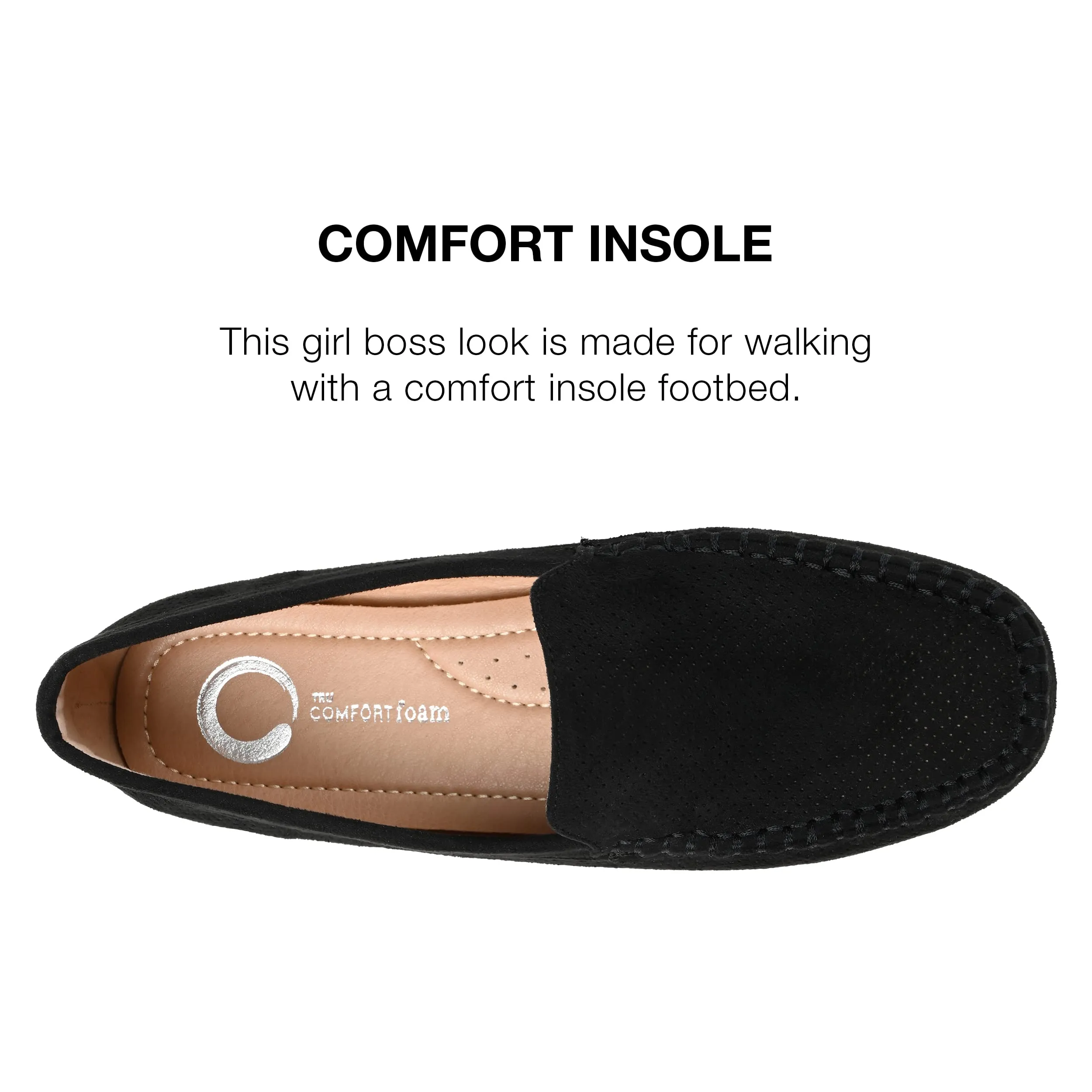 Journee Womens Halsey Wide Width Comfort Insole Slip On Round Toe Loafer