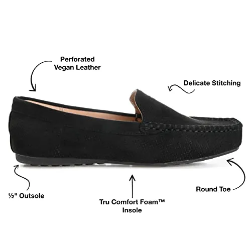 Journee Womens Halsey Wide Width Comfort Insole Slip On Round Toe Loafer