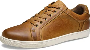 Jousen Men's Sneakers Leather Casual Shoes for Men Business Lace Up Dress Sneaker Mens Shoe