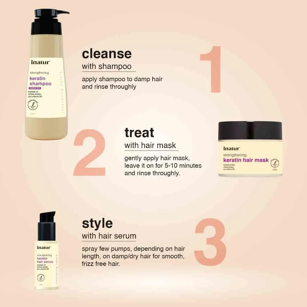 Keratin Hair Strengthening Bundle Offer - Keratin Shampoo   Keratin Hair Mask   Keratin Hair Serum