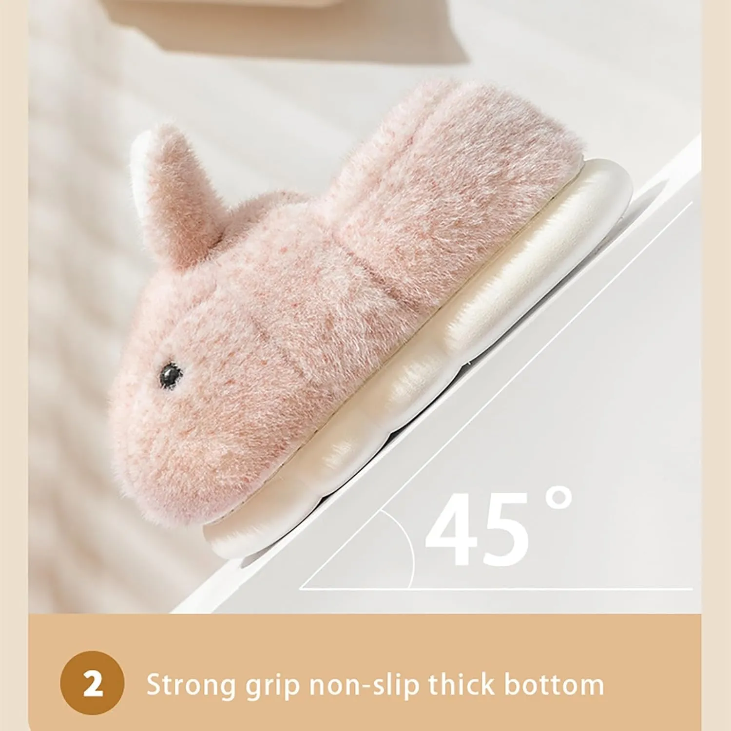 Kids Cotton Fuzzy Slipper Toddler Cartoon Bunny Plush Animal Furry Winter Indoor Cute Warm Soft House Flat Shoes