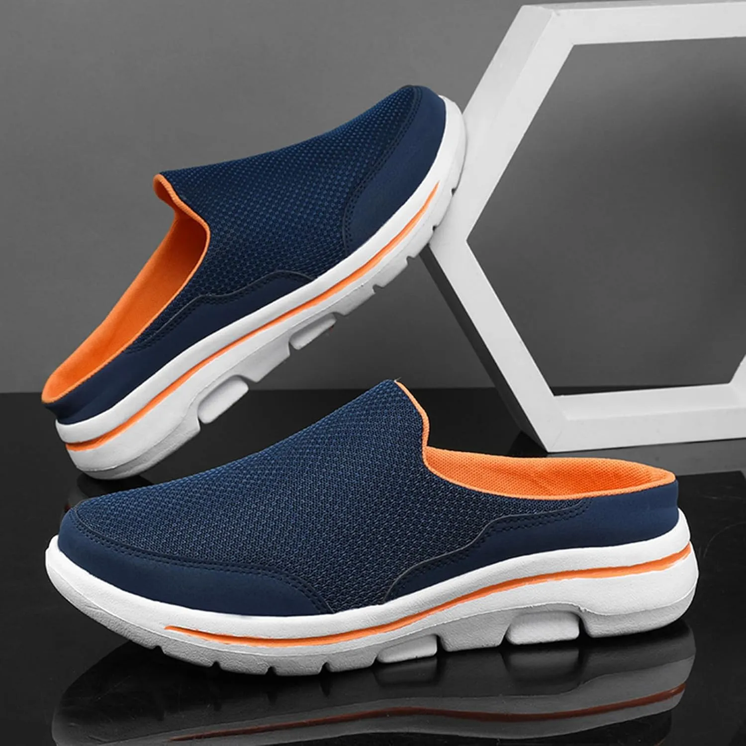 Kubbon Slip On Mules & Clogs for Womens Mens Breathable Mesh Walking Mules Sneakers Backless Hiking Shoes for Traveling Closed Toe Slippers