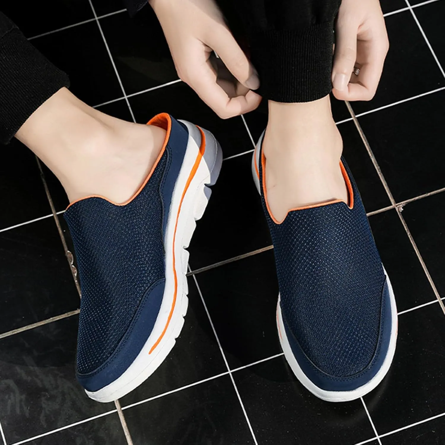 Kubbon Slip On Mules & Clogs for Womens Mens Breathable Mesh Walking Mules Sneakers Backless Hiking Shoes for Traveling Closed Toe Slippers