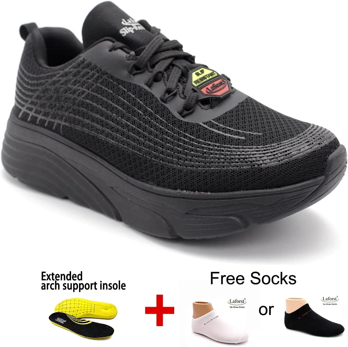 Laforst Womens Fusion Xtreme Comfort Nonslip Sneaker  Free Socks