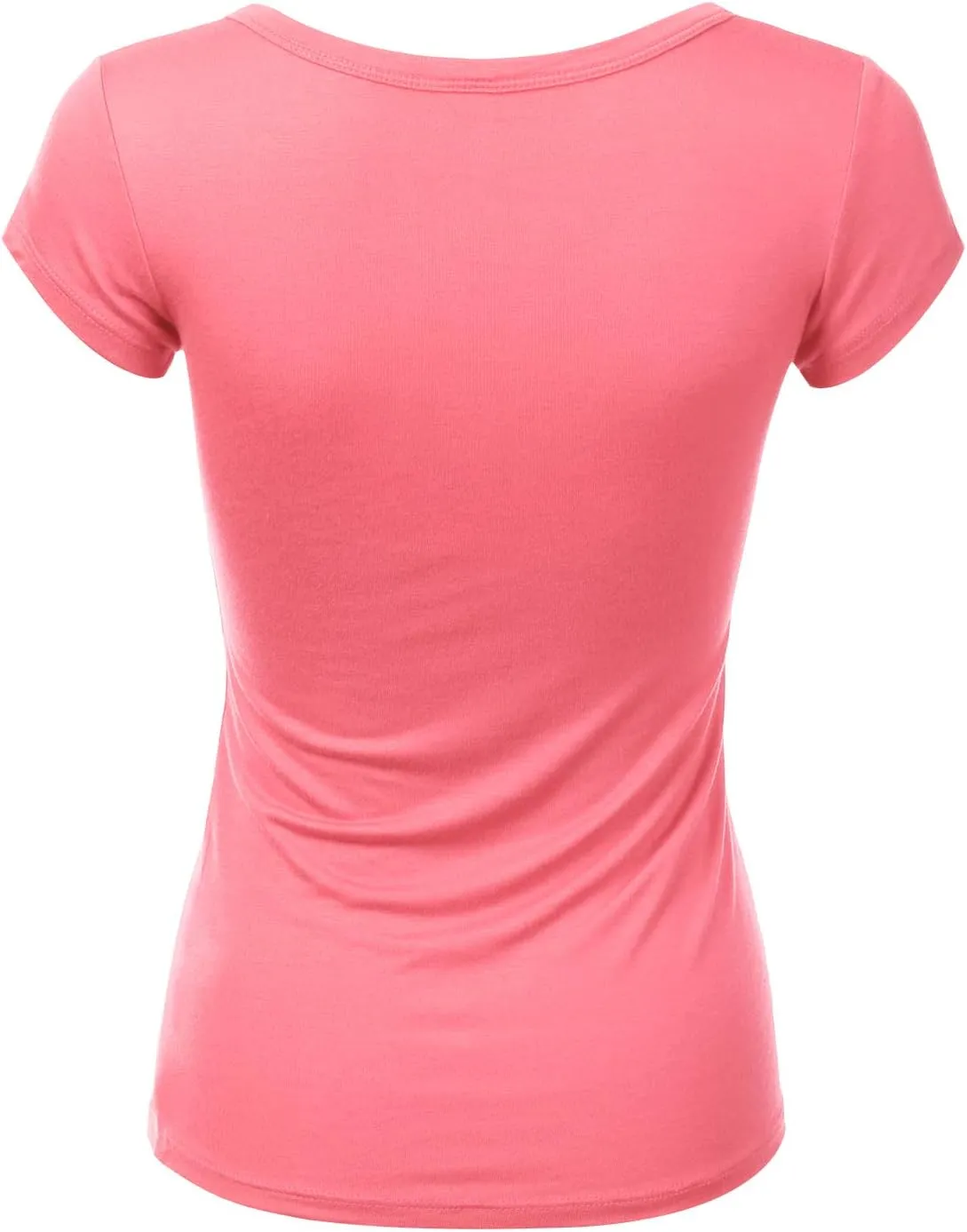 LALABEE Women's Deep V-Neck Short Sleeve Basic Henley Button T-Shirt for Women