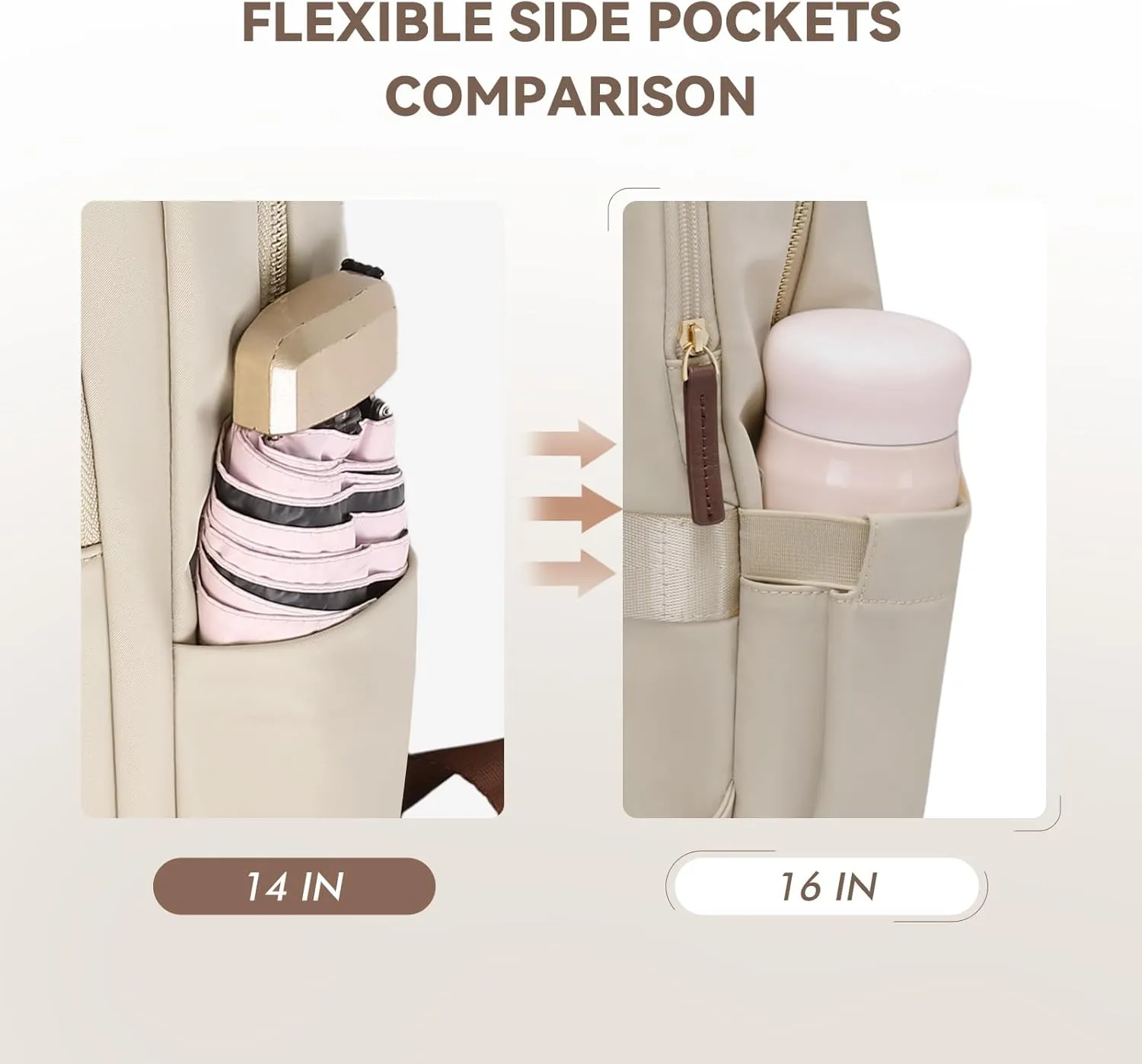 Laptop Backpack for Women Travel Work Commute Casual Daypack Backpack Purse Computer Bags Fit 16 Inch Notebook (Apricot)