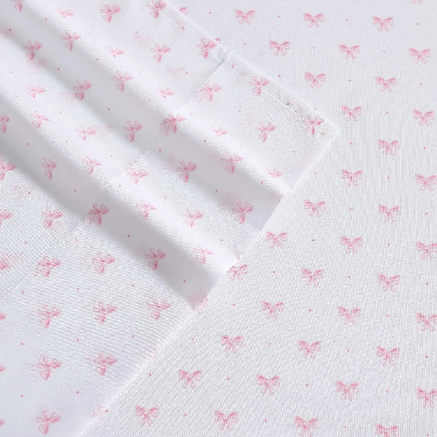 Laura Ashley - Kids Sheet Set, Ultra-Soft & Breathable Toddler Bedding with Matching Pillowcase, Wrinkle-Resistant, Ideal Girl Room Essentials (Lovely Bows Pink, Twin/Twin XL)