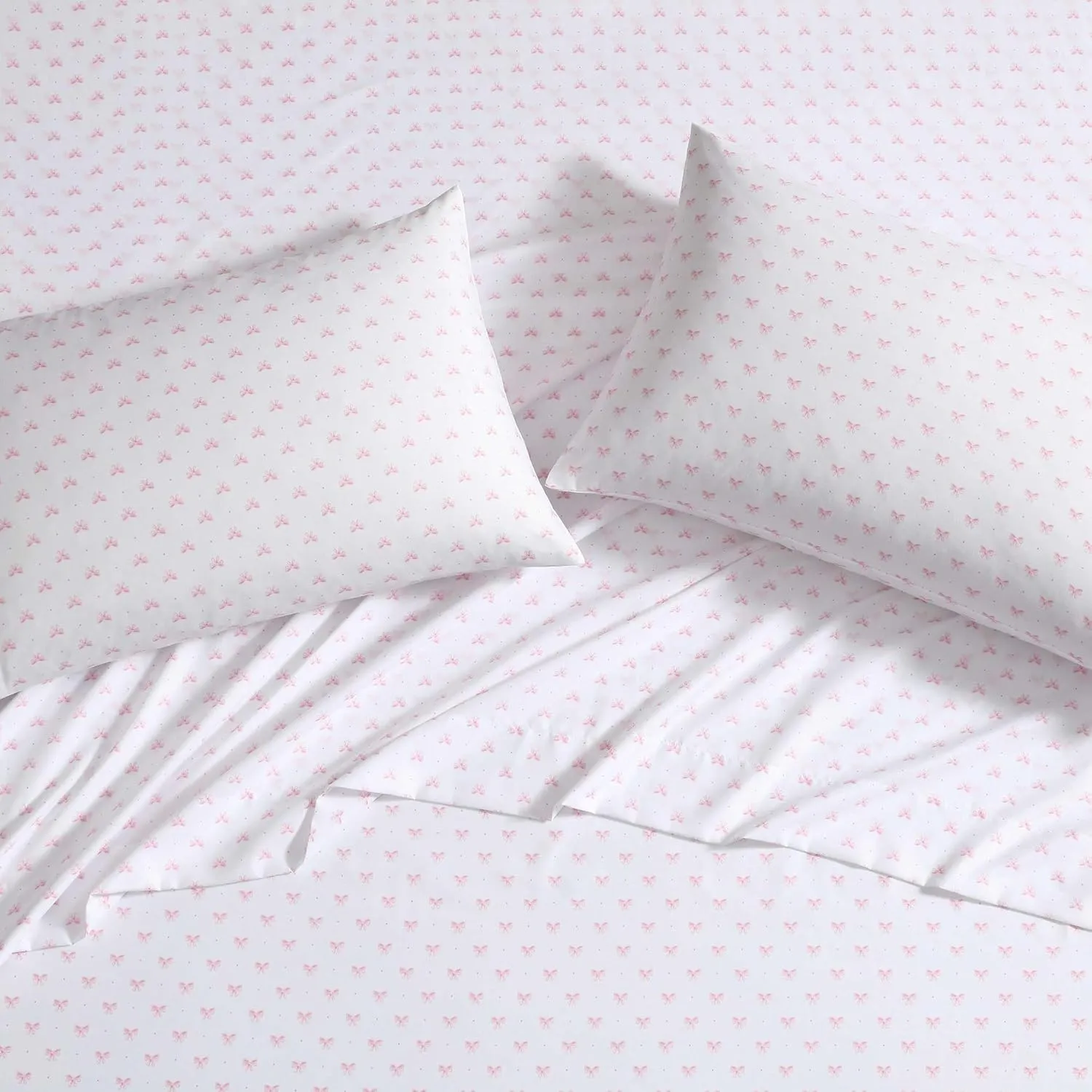 Laura Ashley - Kids Sheet Set, Ultra-Soft & Breathable Toddler Bedding with Matching Pillowcase, Wrinkle-Resistant, Ideal Girl Room Essentials (Lovely Bows Pink, Twin/Twin XL)