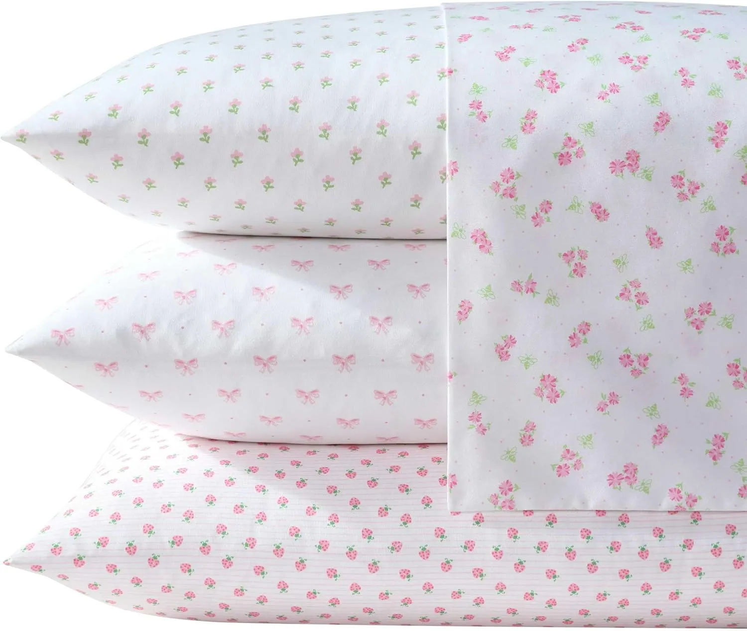 Laura Ashley - Kids Sheet Set, Ultra-Soft & Breathable Toddler Bedding with Matching Pillowcase, Wrinkle-Resistant, Ideal Girl Room Essentials (Lovely Bows Pink, Twin/Twin XL)