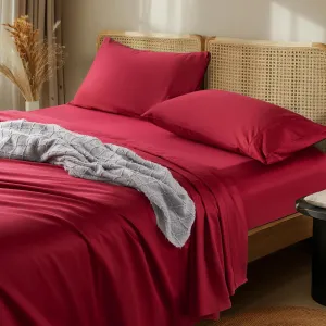 LBRO2M 1000 Thread Count 100% Egyptian Cotton Sheets Set King Size, 4 Piece Sets Bed Sheet Deep Pocket Sheet Set 16" Soft Comfortable All Season (King, Burgundy)