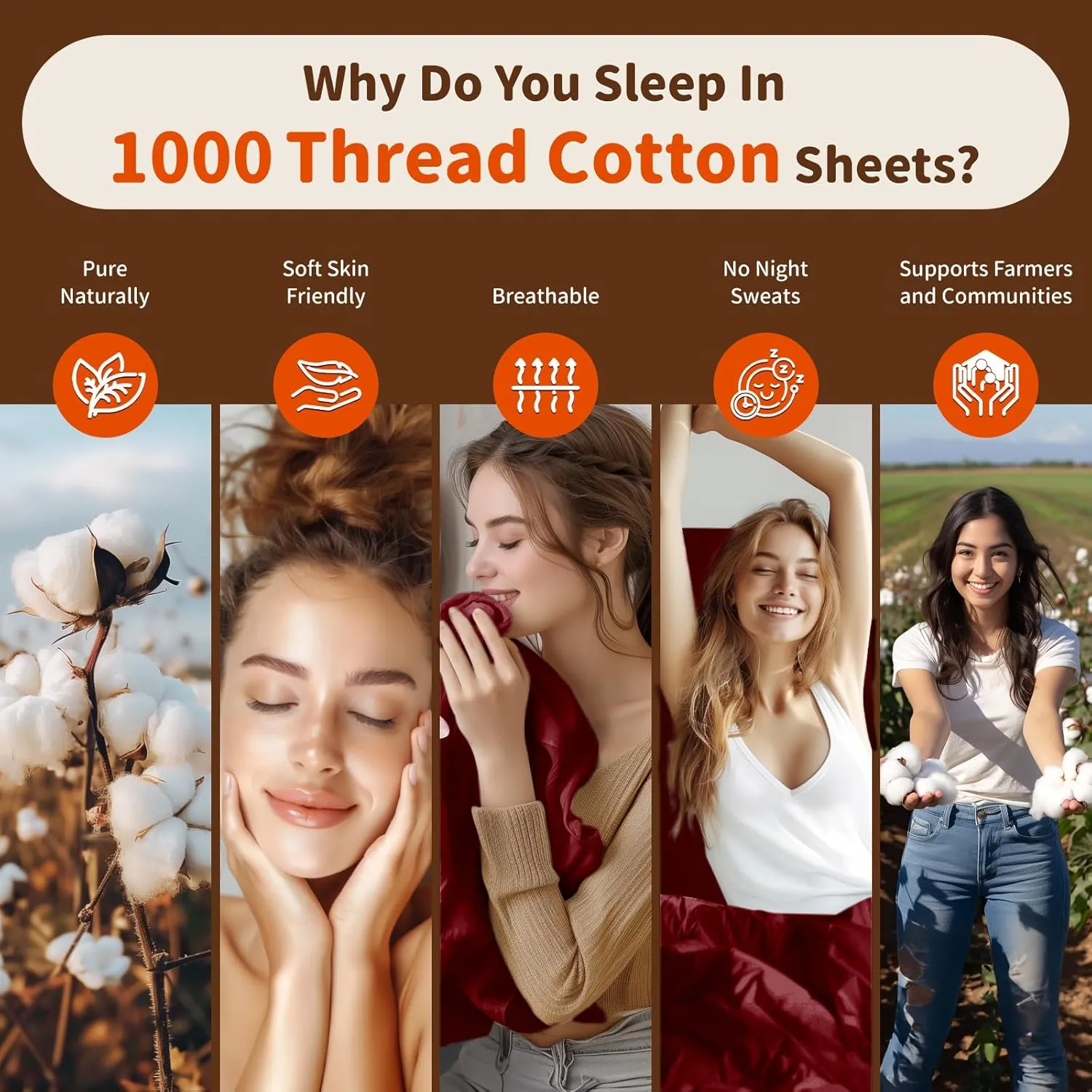 LBRO2M 1000 Thread Count 100% Egyptian Cotton Sheets Set King Size, 4 Piece Sets Bed Sheet Deep Pocket Sheet Set 16" Soft Comfortable All Season (King, Burgundy)