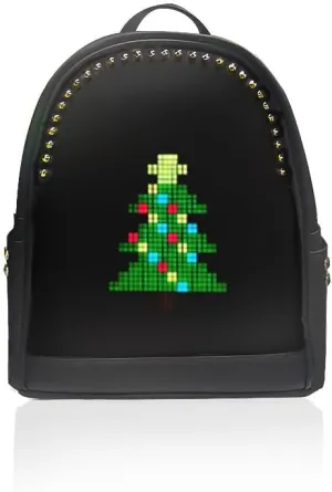 LED Backpack DIY Laptop Backpack Walking Advertising Bag Outdoor Expanded Motorcycle Cycling Backpack for Cycling, T5 (Black)