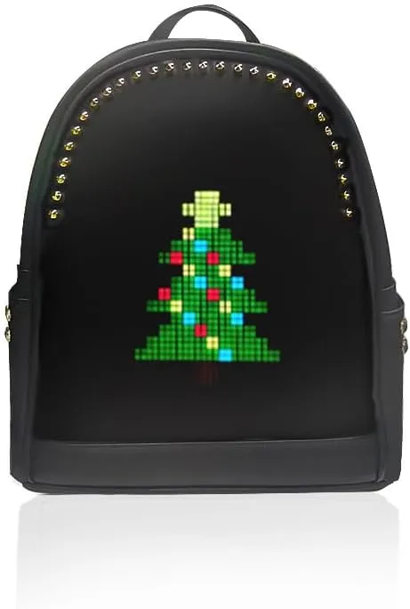 LED Backpack DIY Laptop Backpack Walking Advertising Bag Outdoor Expanded Motorcycle Cycling Backpack for Cycling, T5 (Black)
