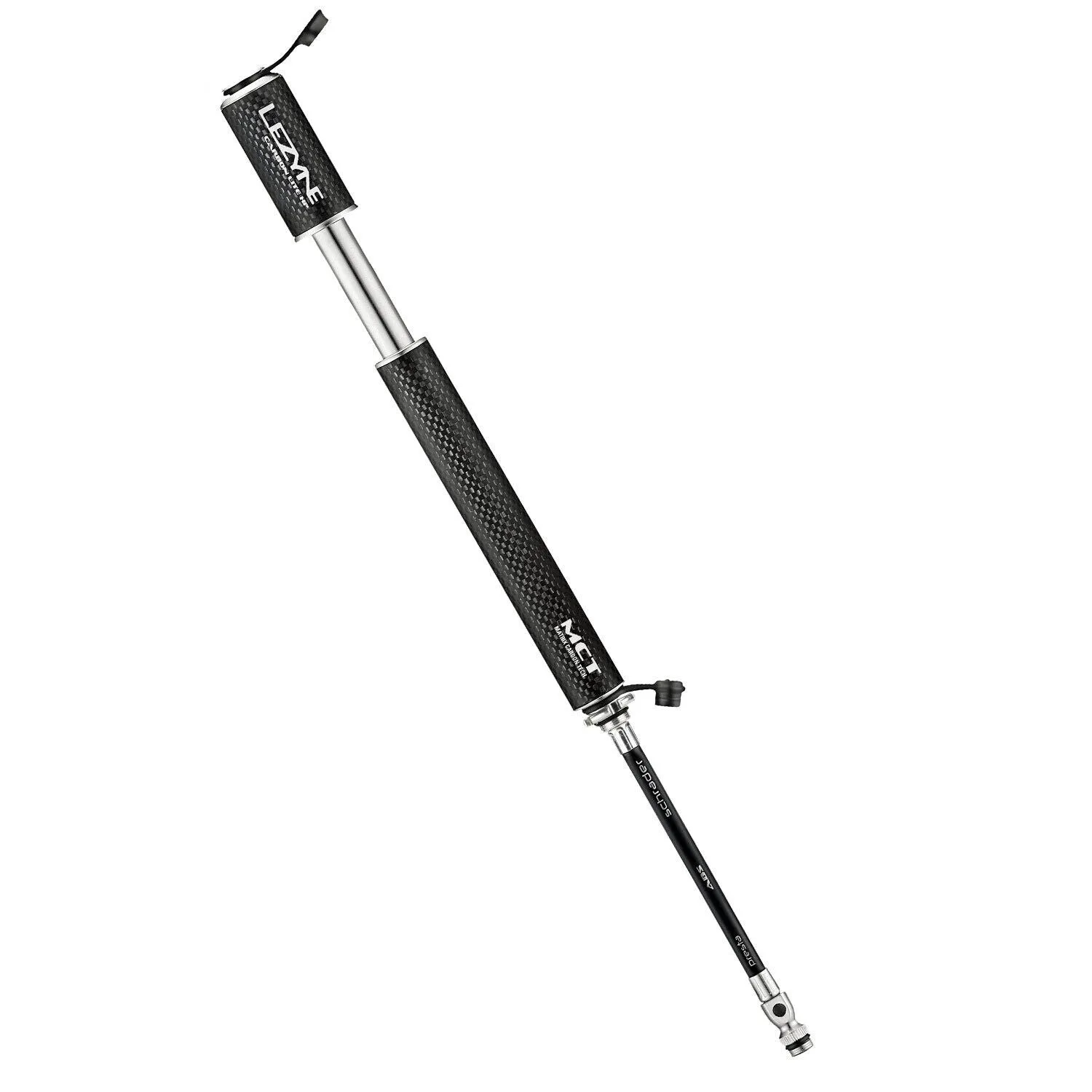 LEZYNE Carbon Drive Lite HP Bicycle Hand Pump (120 psi, 80g, Presta and Schrader)