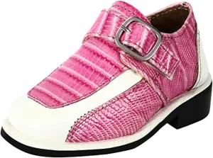 LIBERTYZENO Boys Animal Print Genuine Leather Kids Lace Up Oxford Dress Shoes for Prom Graduation