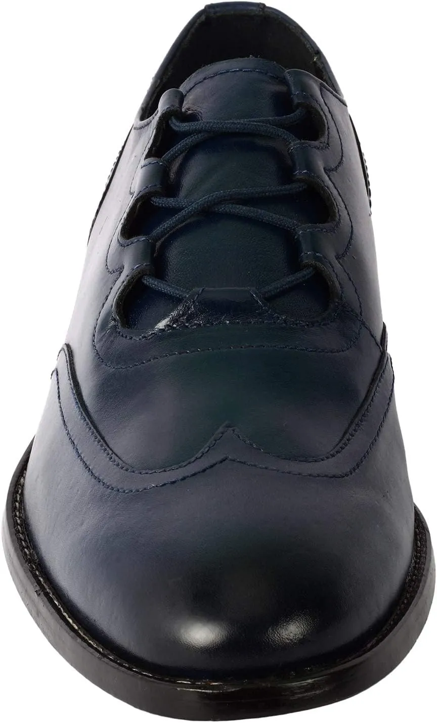 LIBERTYZENO Mens Genuine Leather Adults Wingtip Lace Up Oxford Dress Shoes for Easter Gift