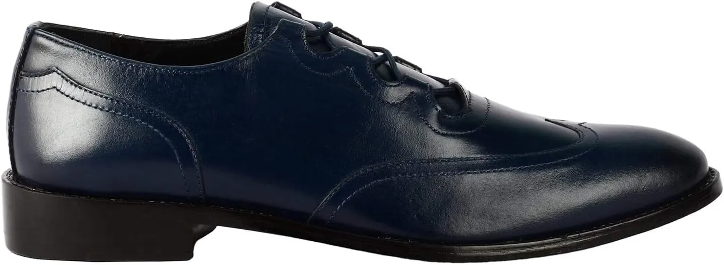 LIBERTYZENO Mens Genuine Leather Adults Wingtip Lace Up Oxford Dress Shoes for Easter Gift