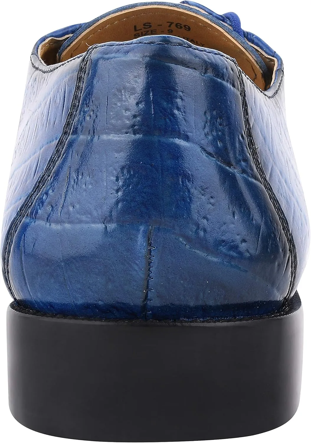 LIBERTYZENO Mens Plain & Animal Print Blue Genuine Leather Adults Lace Up Oxford Dress Shoes for Prom Graduation