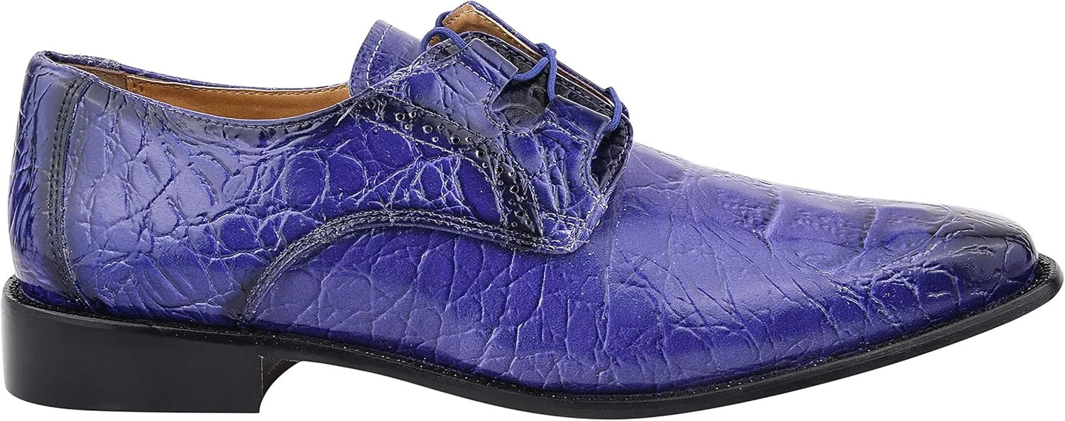 LIBERTYZENO Mens Plain & Animal Print Purple Genuine Leather Adults Slip On & Lace Up Oxford Dress Shoes/Prom Shoes for Prom Graduation