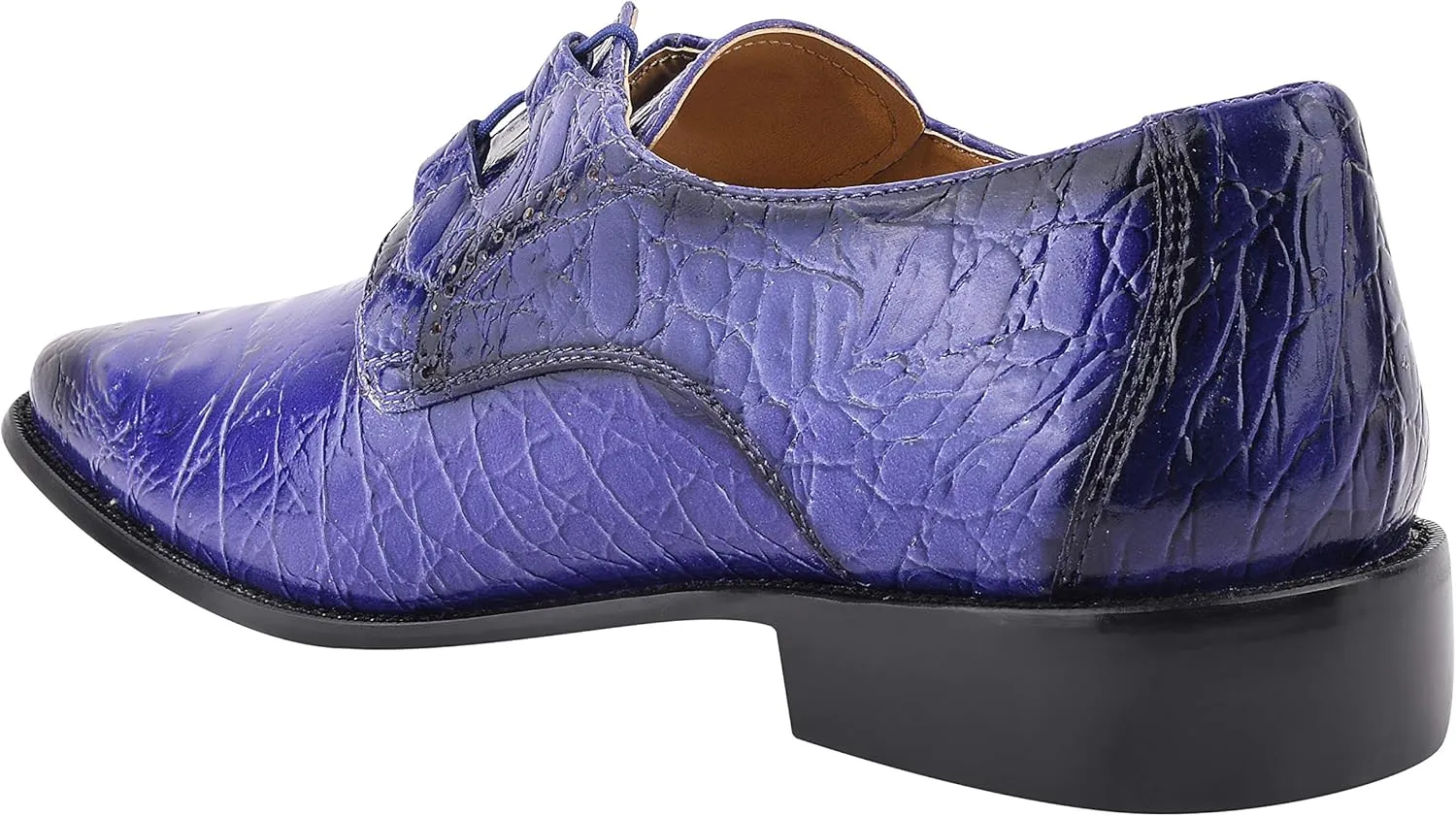 LIBERTYZENO Mens Plain & Animal Print Purple Genuine Leather Adults Slip On & Lace Up Oxford Dress Shoes/Prom Shoes for Prom Graduation