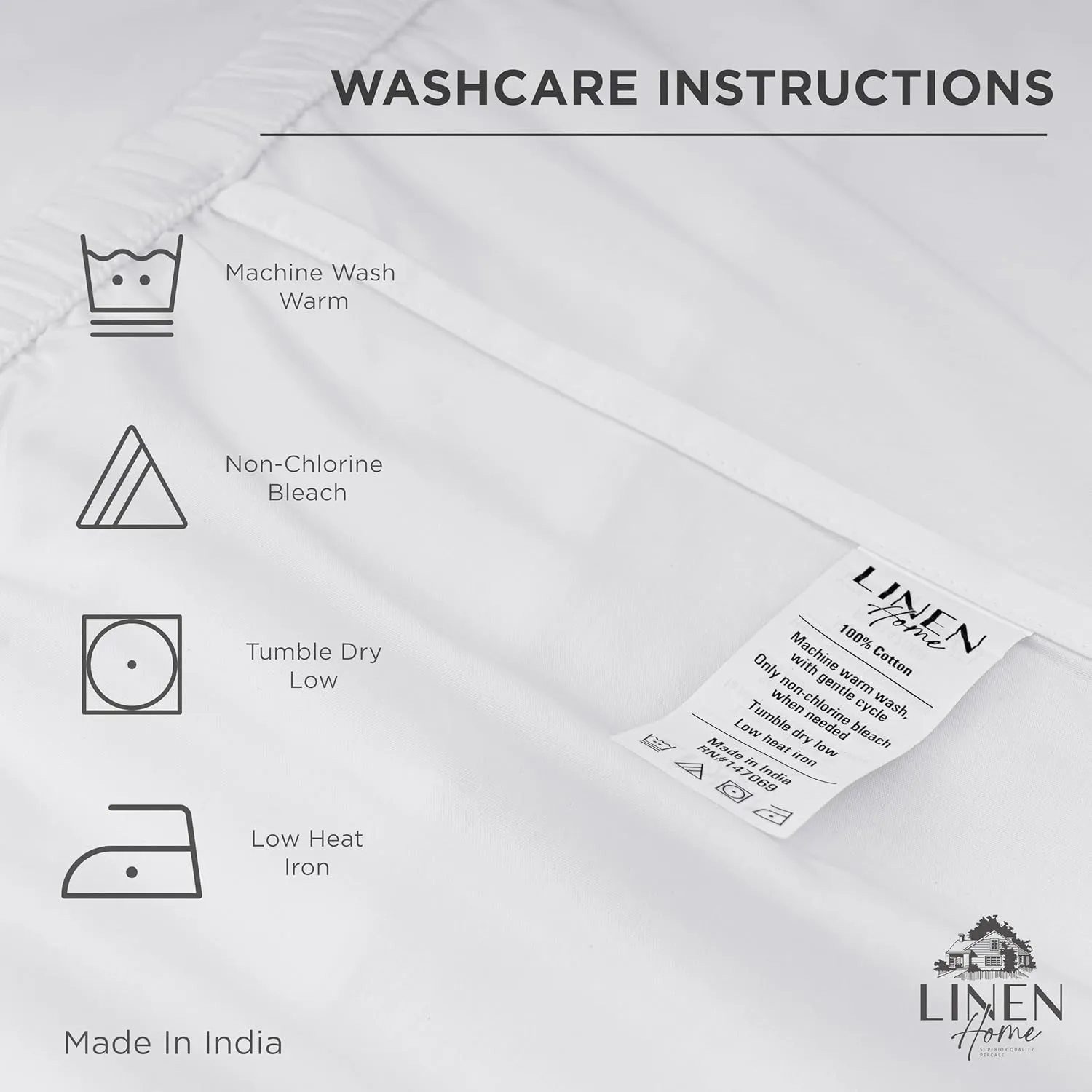 Linen Home 100% Cotton Marrow Percale Sheet Set, King Size, Mauve Lavender, 4 Pieces - 1 Flat, 1 Deep Pocket Fitted Sheet and 2 Pillowcases, Breathable, Crisp Cool and Strong Bed Linen