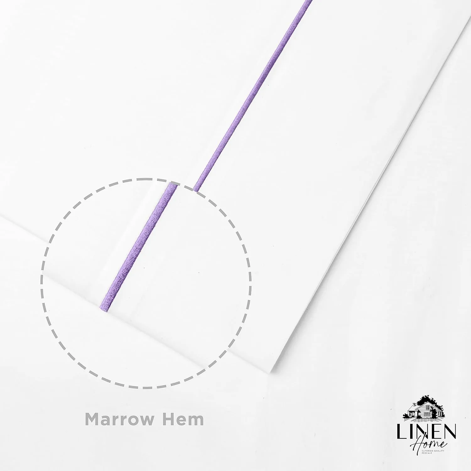 Linen Home 100% Cotton Marrow Percale Sheet Set, King Size, Mauve Lavender, 4 Pieces - 1 Flat, 1 Deep Pocket Fitted Sheet and 2 Pillowcases, Breathable, Crisp Cool and Strong Bed Linen
