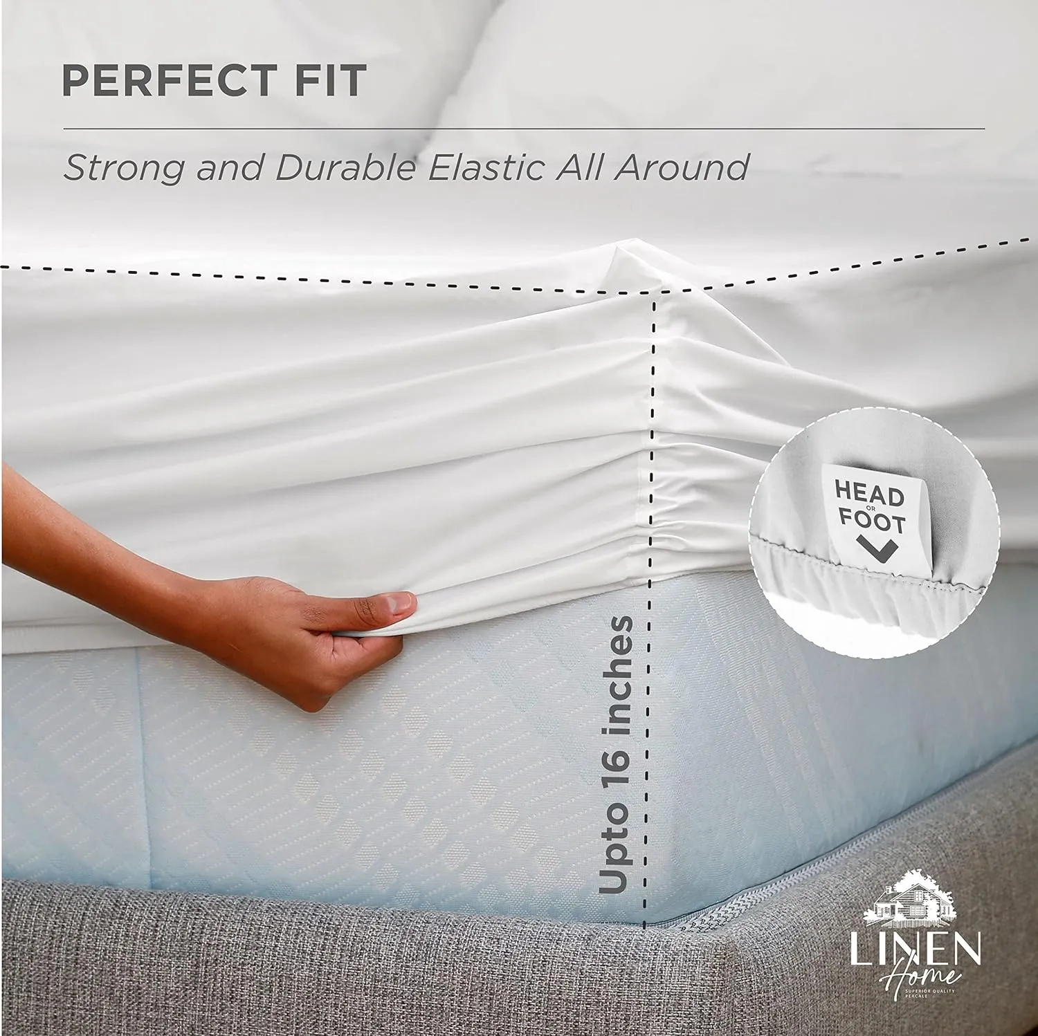 Linen Home 100% Cotton Marrow Percale Sheet Set, King Size, Mauve Lavender, 4 Pieces - 1 Flat, 1 Deep Pocket Fitted Sheet and 2 Pillowcases, Breathable, Crisp Cool and Strong Bed Linen