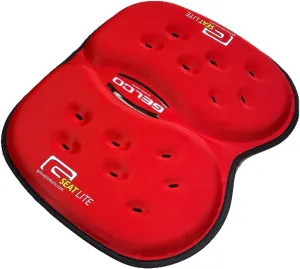 LITE Travel Gel Foam Cushion | Back Pain, Sciatica, Pressure Relief | Relieves Tailbone Discomfort, Promote Healthy Posture | Ergonomic Comfort | Car, Commute, Airplane and Travel - Red