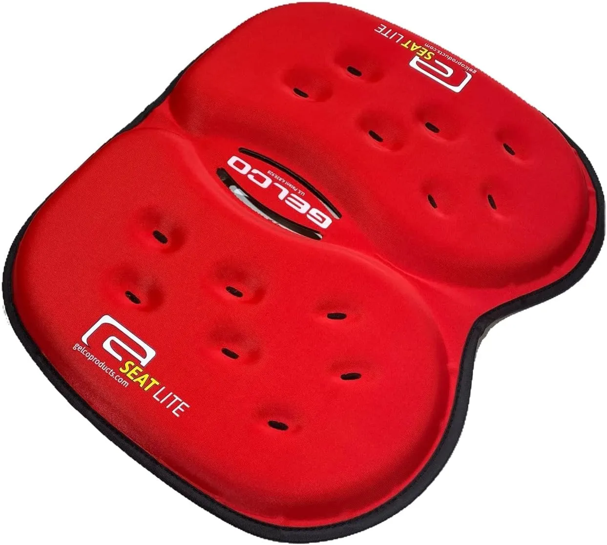 LITE Travel Gel Foam Cushion | Back Pain, Sciatica, Pressure Relief | Relieves Tailbone Discomfort, Promote Healthy Posture | Ergonomic Comfort | Car, Commute, Airplane and Travel - Red