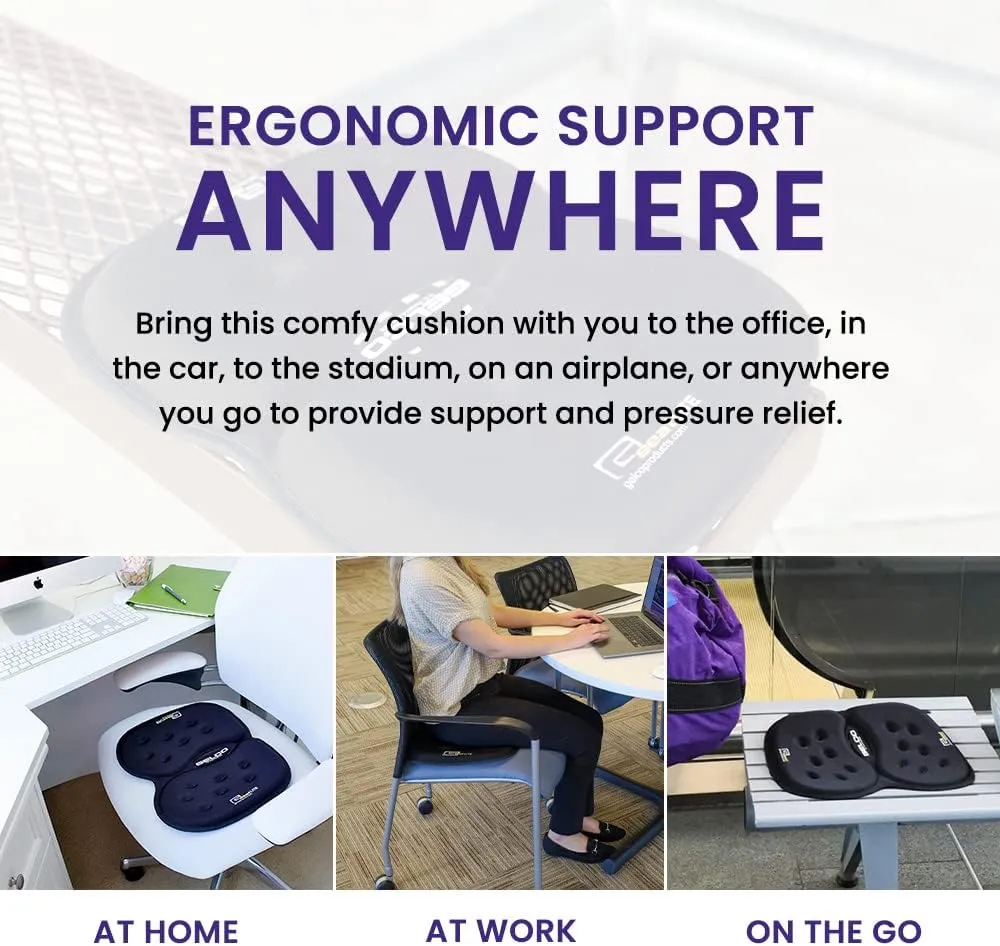 LITE Travel Gel Foam Cushion | Back Pain, Sciatica, Pressure Relief | Relieves Tailbone Discomfort, Promote Healthy Posture | Ergonomic Comfort | Car, Commute, Airplane and Travel - Red