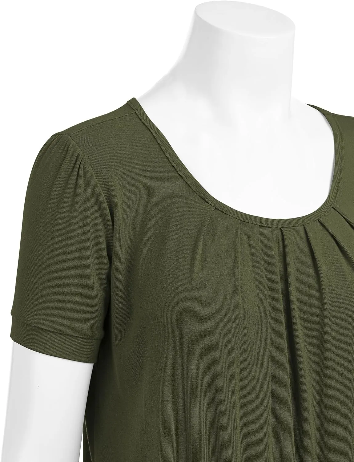 LL Womens Scoop Neck Short Sleeve Front Pleated Tunic - Made in USA