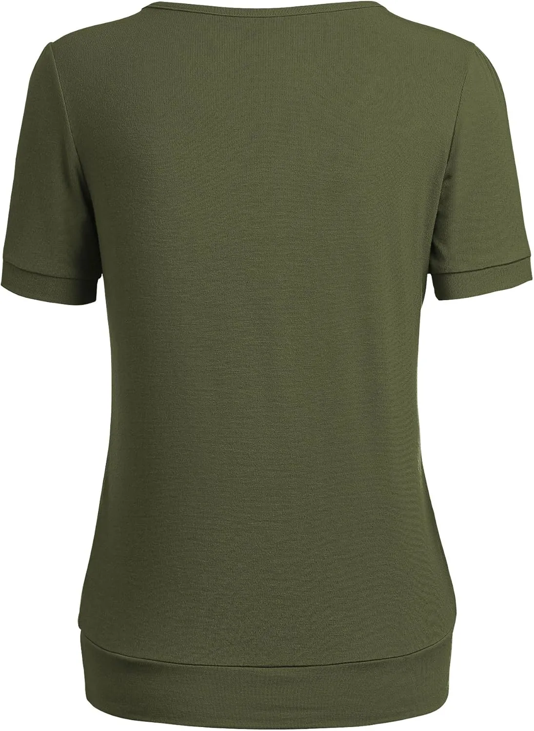 LL Womens Scoop Neck Short Sleeve Front Pleated Tunic - Made in USA