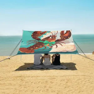 Lobster with Bow Conch Beach Camping Tent Sun Shelter for Whole Family, Beach Shade Canopy with UPF50  UV Protection,Easy Set Up and Carry,Outdoor Shade for Trips, Fishing, Backyard Fun Picnics