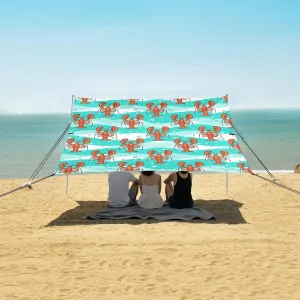 Lobsters with Ornaments Beach Camping Tent Sun Shelter for Whole Family, Beach Shade Canopy with UPF50  UV Protection,Easy Set Up and Carry,Outdoor Shade for Trips, Fishing, Backyard Fun Picnic
