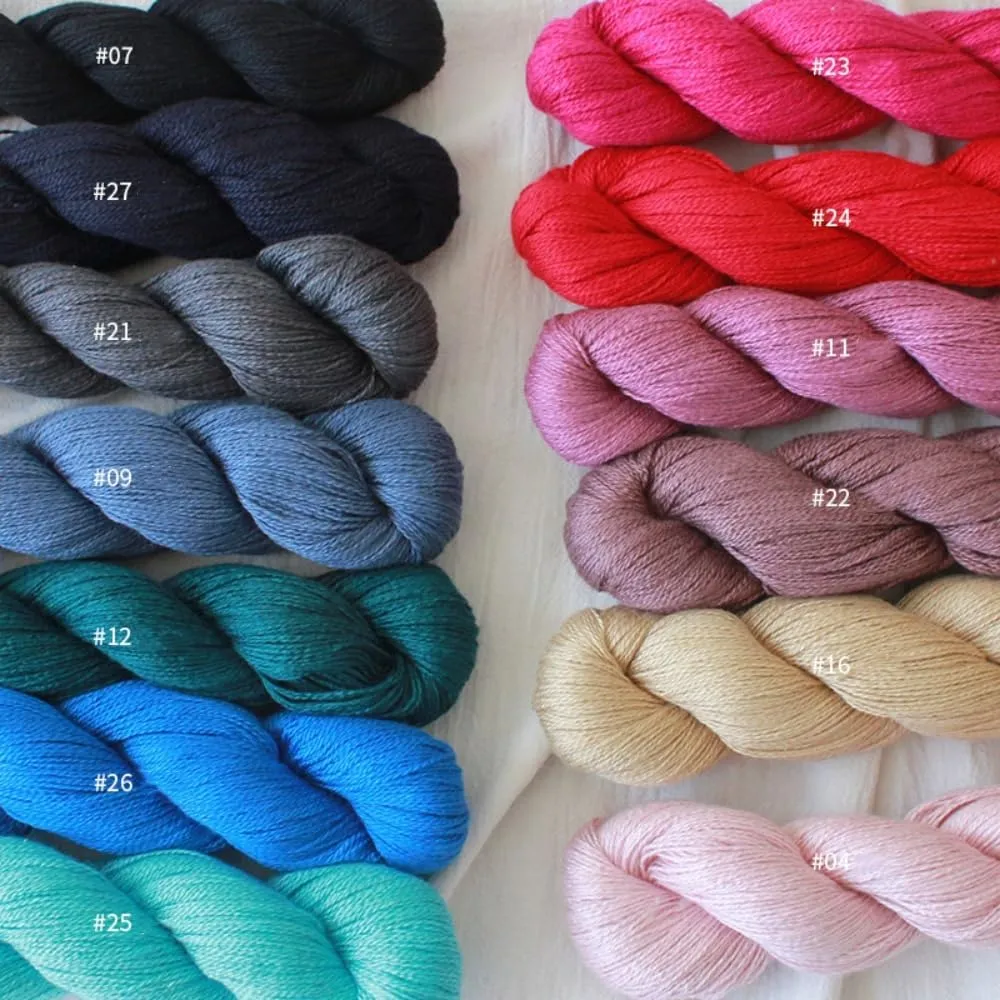 Lotus Yarns Silky Cashmere Fingering Weight Knitting Yarn Skein Shiny Soft and Breathable Crochet Yarn, Great for Shawl, Scarves, Top and Craft Projects (07-Black)
