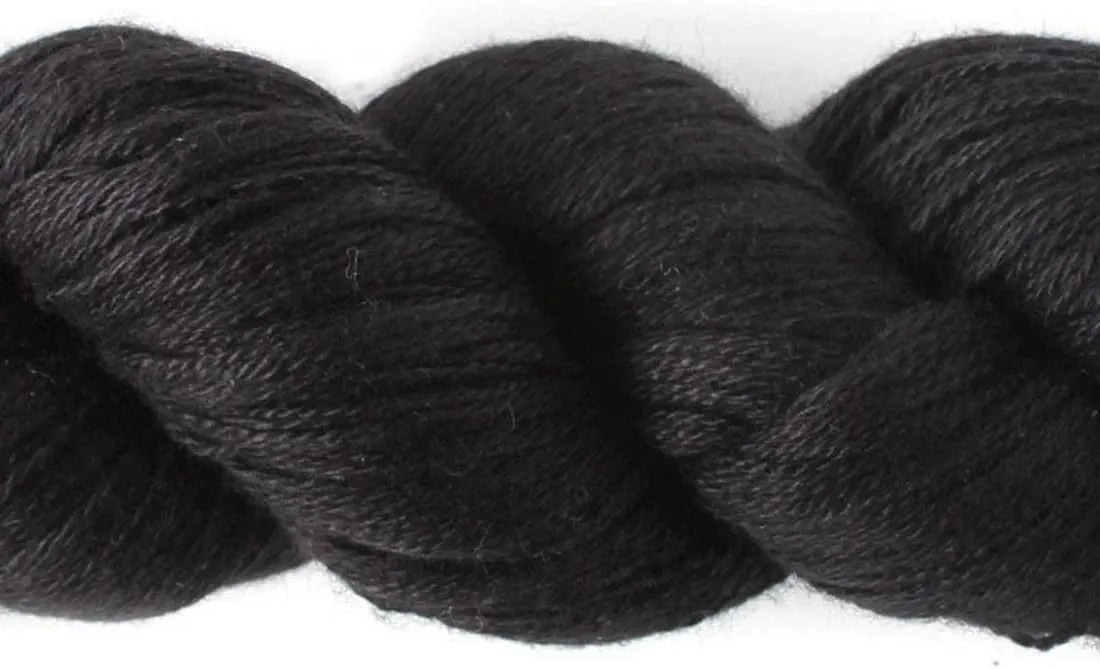 Lotus Yarns Silky Cashmere Fingering Weight Knitting Yarn Skein Shiny Soft and Breathable Crochet Yarn, Great for Shawl, Scarves, Top and Craft Projects (07-Black)