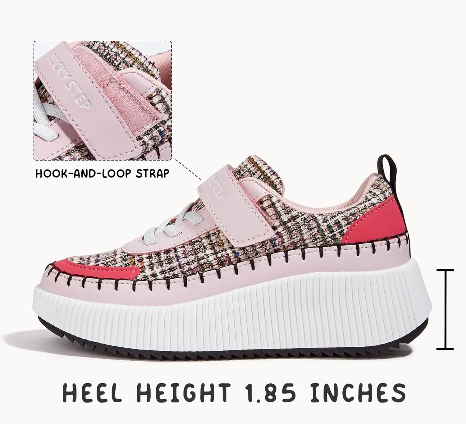LUCKY STEP Kid's Glitter Running Sneaker Sparkly Braided Shiny Bling Princess Shoes School Athletic Walking Shoes for Children/Boys/Girls