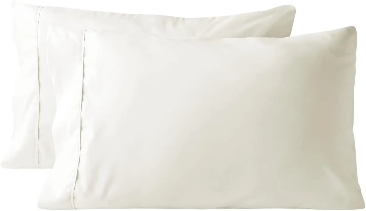 Lukeville Luxury Linen 800 Thread Count Pillowcase Set of 2 100% Cotton Pillowcover 4 Inch Top Hem Long Staple Cotton Pillow Cover,Sateen Finish,Soft,Breathable Beige Solid Standard Size (20 X 30)