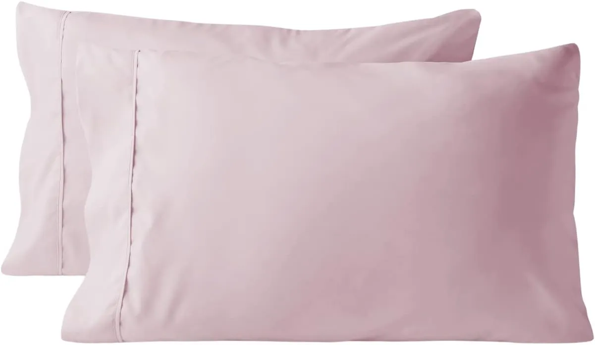 Lukeville Luxury Linen 800 Thread Count Pillowcase Set of 2 100% Cotton Pillowcover 4 Inch Top Hem Long Staple Cotton Pillow Cover,Sateen Finish,Soft,Breathable Rose Gold Grey Standard Size (20 X 30)