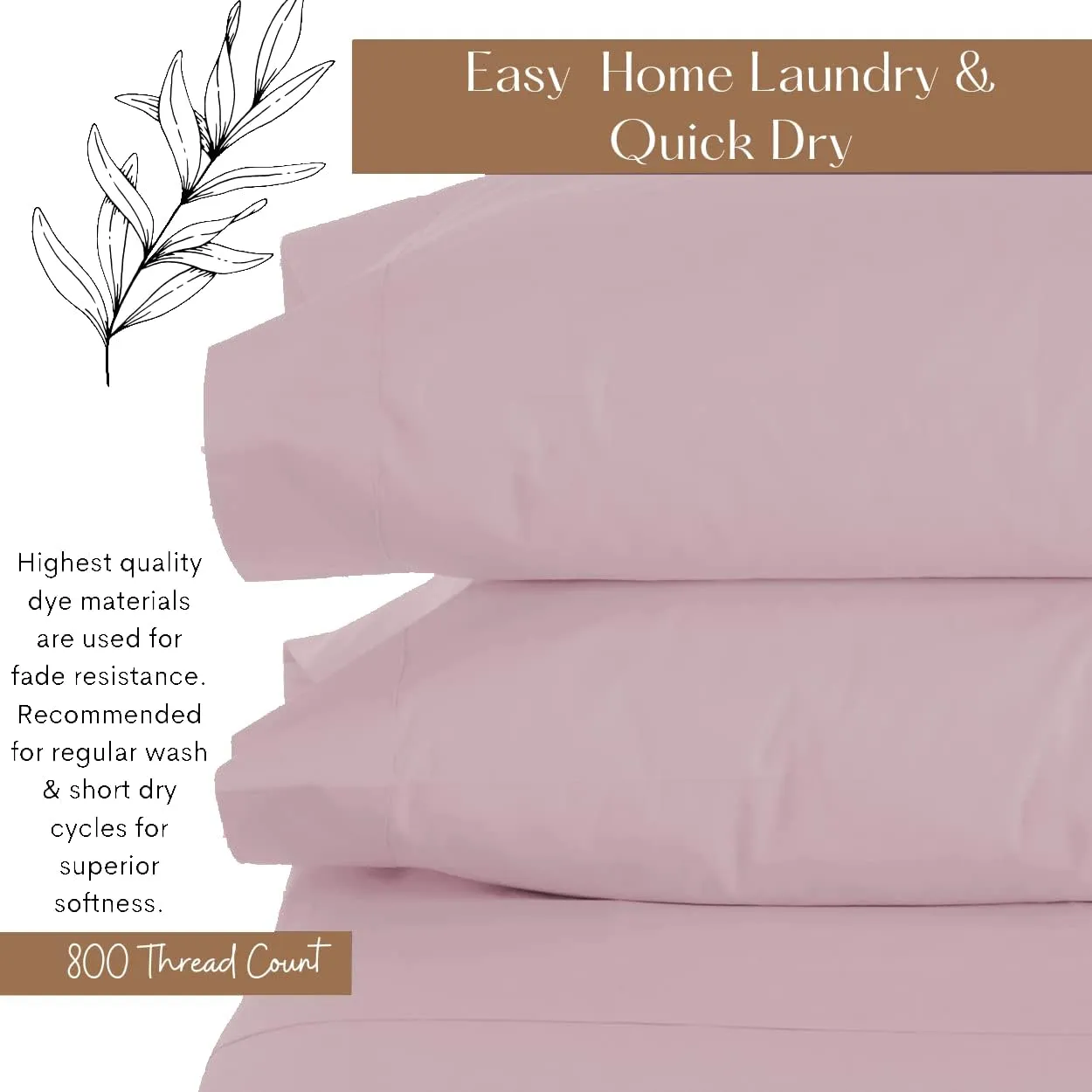 Lukeville Luxury Linen 800 Thread Count Pillowcase Set of 2 100% Cotton Pillowcover 4 Inch Top Hem Long Staple Cotton Pillow Cover,Sateen Finish,Soft,Breathable Rose Gold Grey Standard Size (20 X 30)