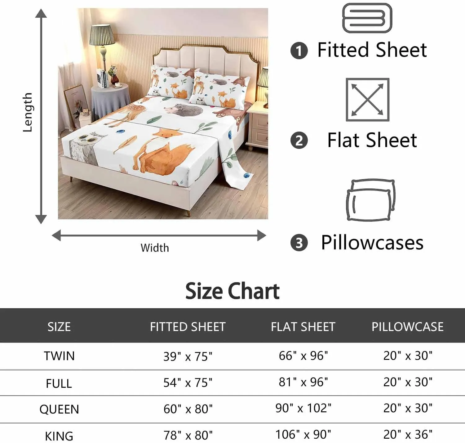 LUVIVIHOME 4PCS Black Bear Deer Sheets Set, Queen Bed Sheets, Deer Bedding, Moose Elk Forest Animal Hunting Lodge Rustic Cabin Farmhouse Bedding Set, 1 Fitted Sheet & 1 Flat Sheet with 2 Pillowcases