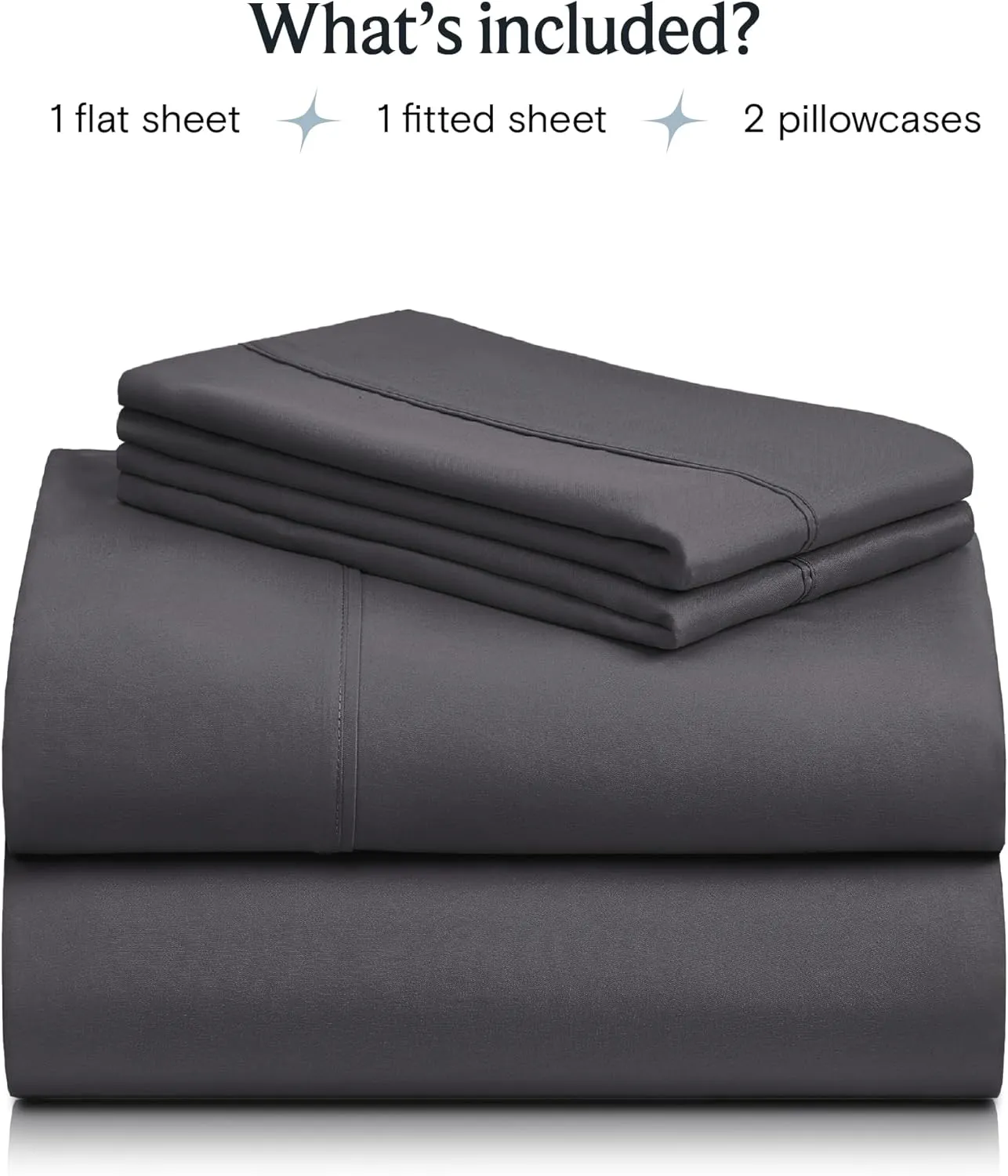 LuxClub 4 PC Queen Sheet Set, Sheets Queen Size, Deep Pockets 18" Wrinkle Free Cooling Sheets Machine Washable Hotel Bedding Silky Soft - Dark Grey Queen