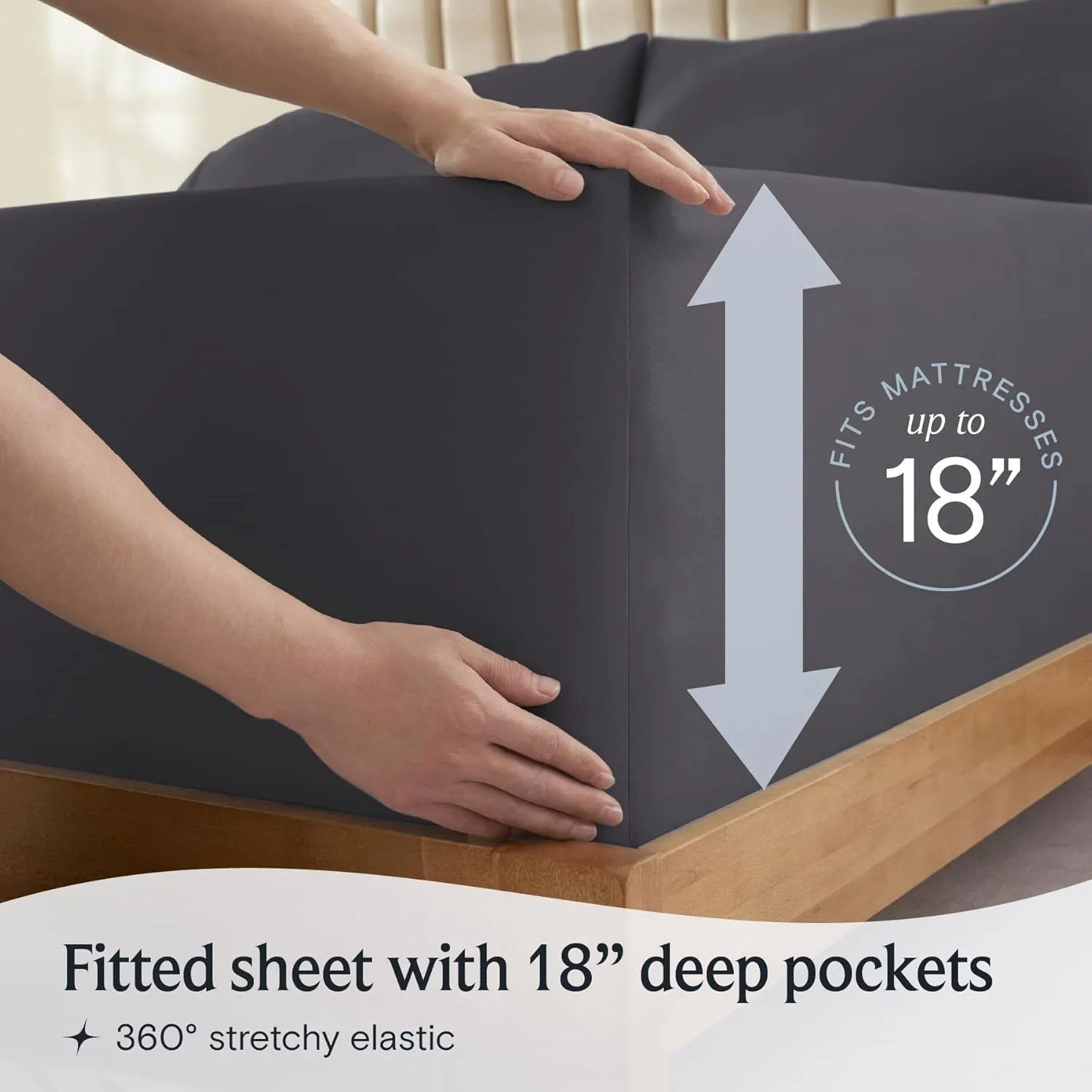 LuxClub 4 PC Queen Sheet Set, Sheets Queen Size, Deep Pockets 18" Wrinkle Free Cooling Sheets Machine Washable Hotel Bedding Silky Soft - Dark Grey Queen