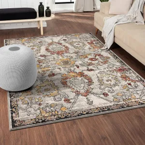 LUXE WEAVERS Oriental Floral Distressed Orange 8x10 Area Rug