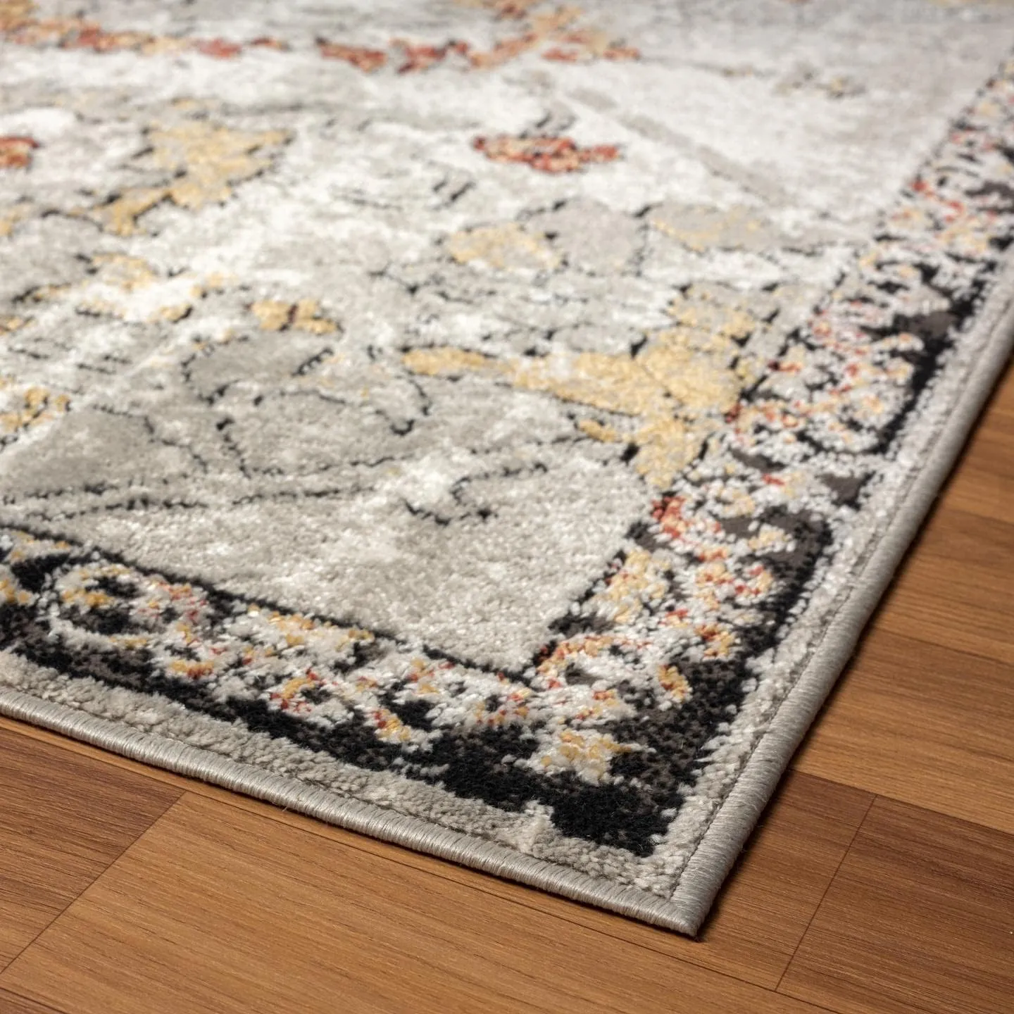 LUXE WEAVERS Oriental Floral Distressed Orange 8x10 Area Rug