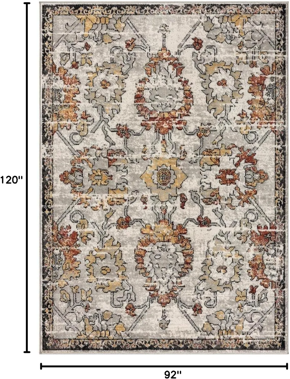 LUXE WEAVERS Oriental Floral Distressed Orange 8x10 Area Rug