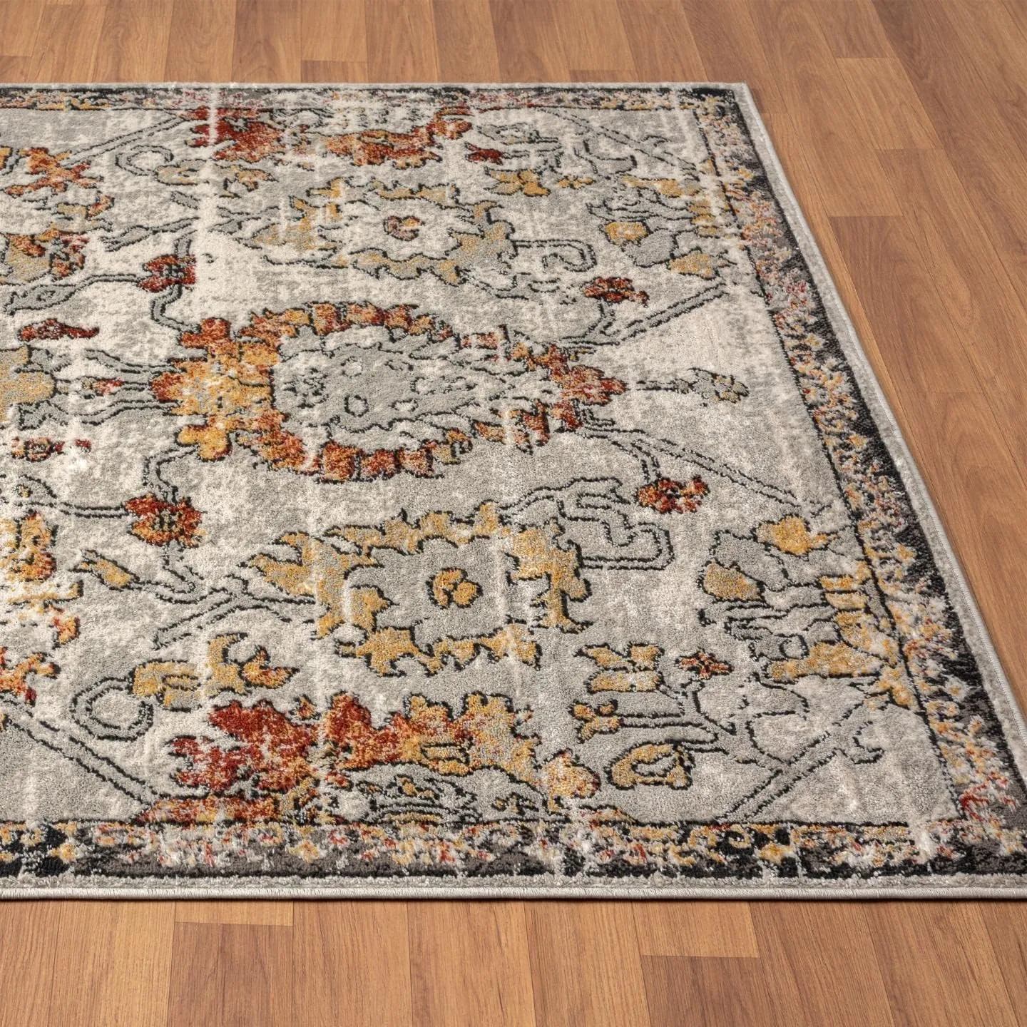 LUXE WEAVERS Oriental Floral Distressed Orange 8x10 Area Rug