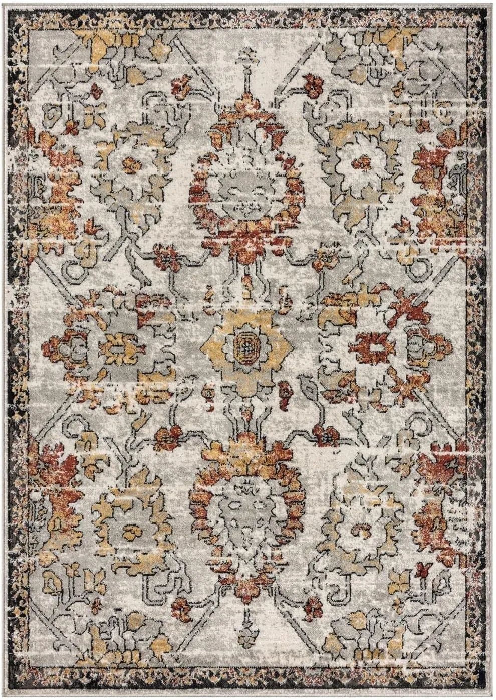LUXE WEAVERS Oriental Floral Distressed Orange 8x10 Area Rug